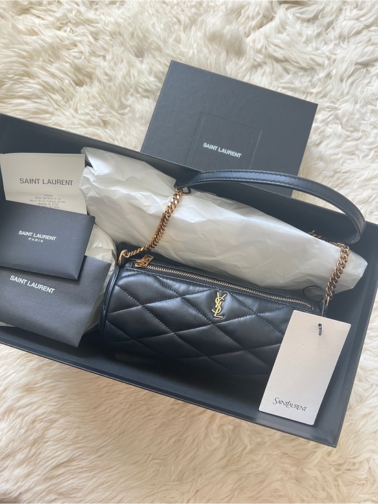 Saint Laurent Handbags - NIB YSL Saint Laurent Black Quilted Leather Tube Shoulder Bag with Gold Hardware